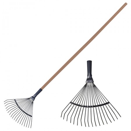 Грабли веерные проволочные, 18 зубьев, ширина 39 см, черенок высшего сорта 120 см, КМ000881. 600676