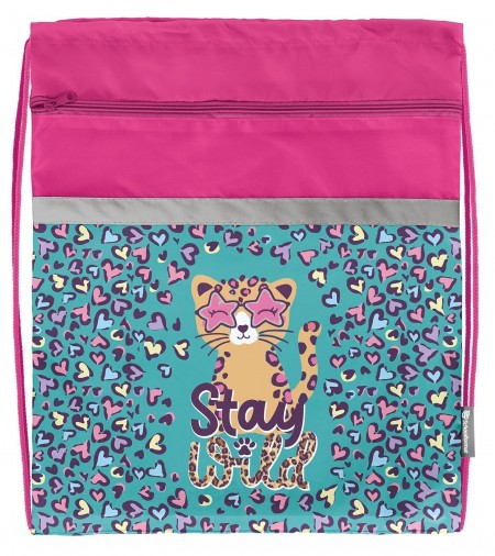 Мешок для обуви Schoolformat WILD CAT 49х41 см д/девочек большой с карманом МОБК-ВКТ  227973