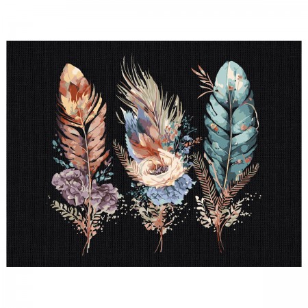 Картина по номерам на черном холсте ТРИ СОВЫ &quot;Легкость пера&quot;, 30*40, c акриловыми красками и кистями 345588  КХп_48148