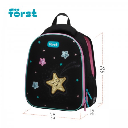Ранец Först F-Top облегченный &quot;Stars&quot; 36*28*15см, 2 отделения, 2 кармана, анатомическая спинка 366066  FT-RY-012401