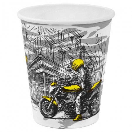 Стакан одноразовый бумажный 250/273 мл, D 80 мм, с печатью "ГОРОД", КОМПЛЕКТ 50 шт., холодное/горячее, WELDAY (ВЭЛДЭЙ), 702695