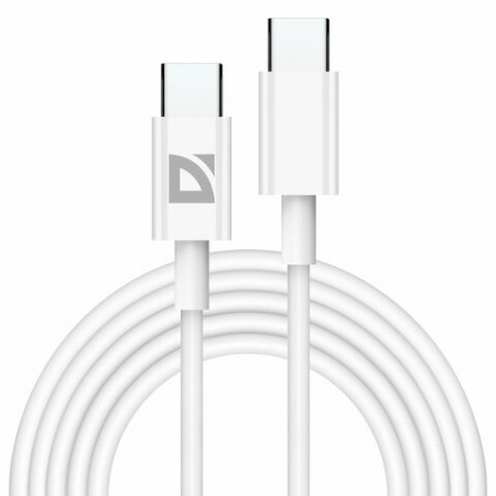 Кабель USB Type-C-Type-C, 60 Вт, белый, 2 м, DEFENDER F182, 87538   514029
