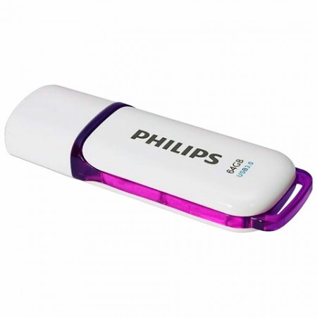 Флеш-диск 64 GB PHILIPS SNOW, разъем USB 3.0, фиолетовый, FM64FD75B/97   514085