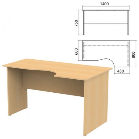 Стол письменный эргономичный &quot;Канц&quot;, 1400х800х750 мм, правый, цвет бук невский, СК30.10  640043