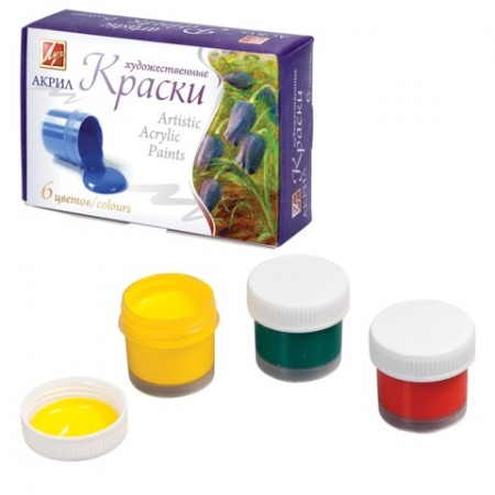 Краски акриловые художественные ЛУЧ, 6 цветов, по 15 мл, 22С 1408-08, 190934