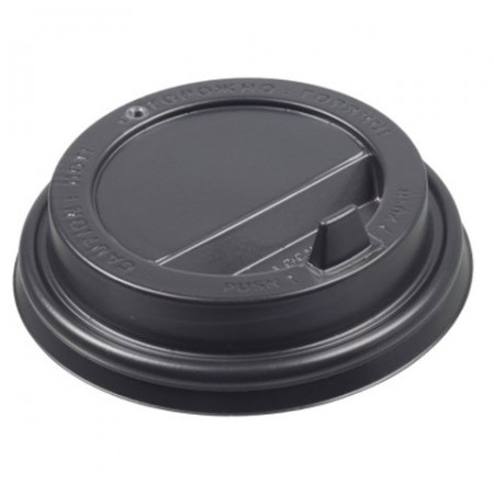 Одноразовые крышки для стакана 250 мл (d-80), КОМПЛЕКТ 100 шт., клапан-носик, черные, ФОРМАЦИЯ, CH-80FB-A  606203