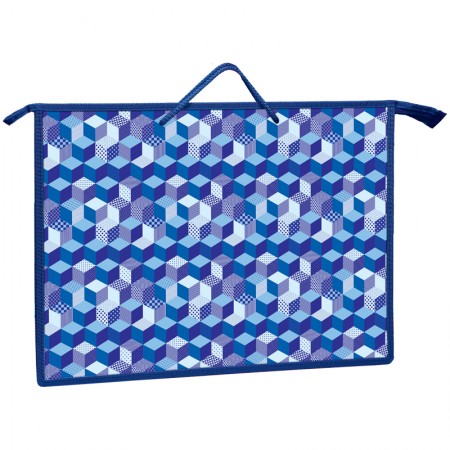 Папка для чертежей и рисунков А3, ArtSpace &quot;Синий паттерн&quot;, пластик, на молнии 275273/ПР-3-20_25639