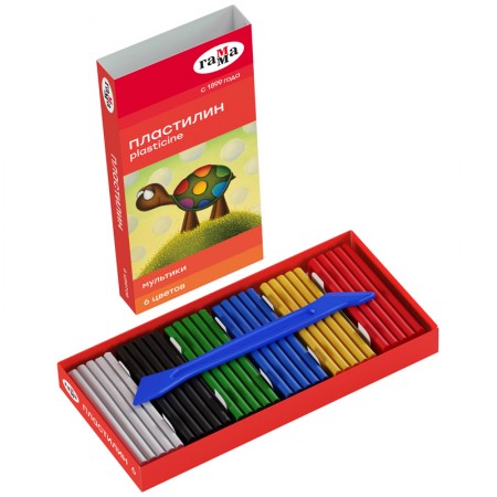 Пластилин Гамма &quot;Мультики&quot;, 06 цветов, 120г, со стеком, картон. упаковка 262529  280015