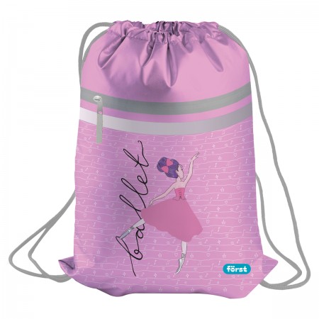 Мешок для обуви 1 отделение Först &quot;Ballet&quot;, 350*460мм, вентиляционная сеточка, светоотражающая лента, карман на молнии 351313 FT-MS-020315
