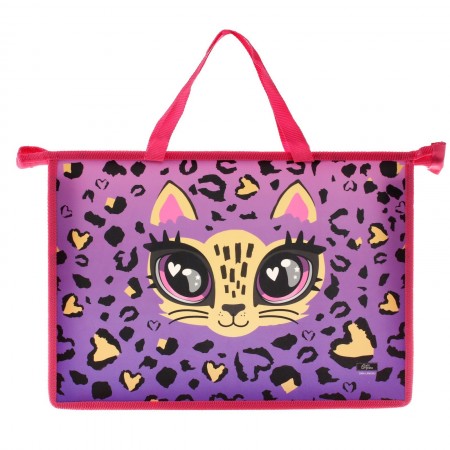 Папка с ручками пластик А4 55мм 335*235 ПМ-А4-35 Calligrata дев &quot;Котик&quot; (ручки-тесьма) 7510487