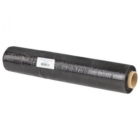 Стрейч-пленка для ручной упаковки 50 см х 190 м, ЧЕРНАЯ, 23 мкм, 2 кг, вторичное сырье, растяжение 180%   605515