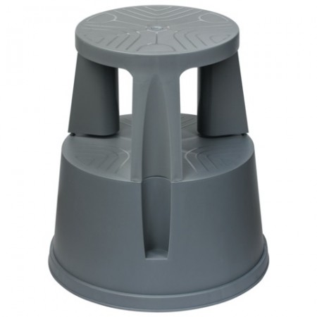 Стремянка-табурет передвижная, 2 ступени, на колесах (под нагрузкой статична), 43 см, пластик, до 150 кг, 640104/602306