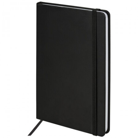 Блокнот А5 138x213 мм, BRAUBERG &quot;Basic&quot;, под кожу, 80 л., клетка, черный, 116227