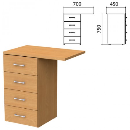 Тумба приставная &quot;Монолит&quot;, 450х700х750 мм, цвет бук (КОМПЛЕКТ)   980069