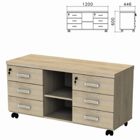 Тумба-креденция &quot;Приоритет&quot; 1200х446х600 мм, 6 ящиков, кронберг, (КОМПЛЕКТ)  982151