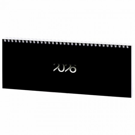 Планинг датированный 2026 285х112 мм, STAFF, гребень, картонная обложка, 64 л., &quot;Black style&quot;, 117363