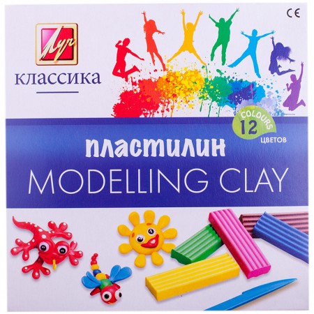 Пластилин 12 цветов,  &quot;Классика&quot; 240г, cо стеком, картон, 023975/102867/010644