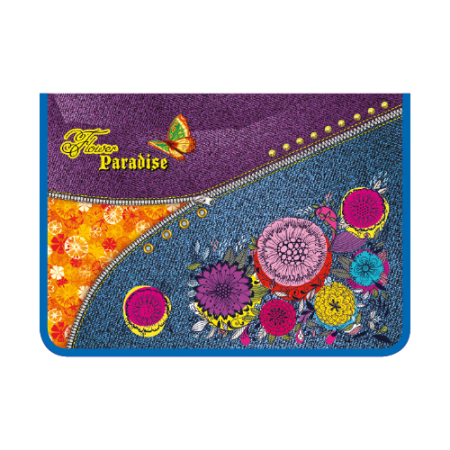 Папка для труда А4 молния вокруг печать на пластике ПТР-5, ДЖИНС