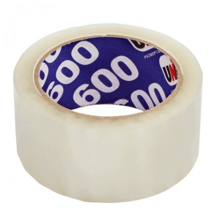 Скотч (клейкая лента) 48 мм х 66 м, упаковочная  прозрачная, 45 мкм, UNIBOB 600, 29341/220684