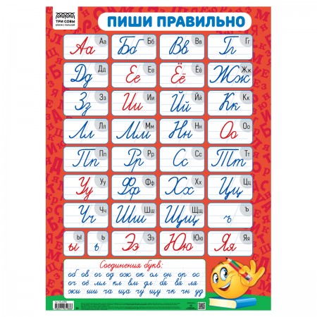 Плакат обучающий ТРИ СОВЫ &quot;Пиши правильно&quot;, 440*600мм 375235 ПА2_63988