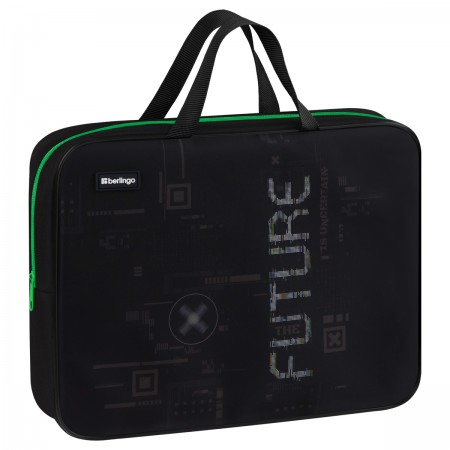 Папка текстильная с ручками 1 отделение, А4 Berlingo &quot;FutureX&quot;, 350*265*80мм, текстиль, на молнии 379323 BR-FB-0523