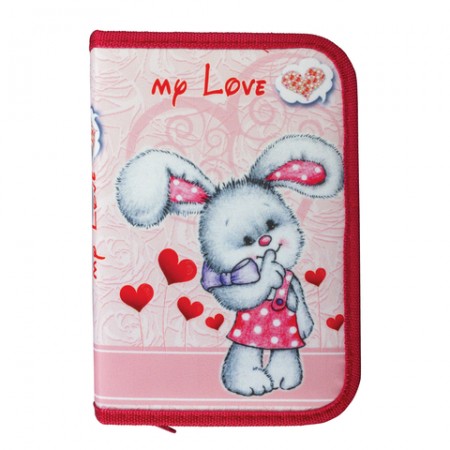 Пенал 1 отделение, откидная планка, для учениц начальной школы, &quot;Зайка&quot;, 19х13 см, ПН-4702 104404