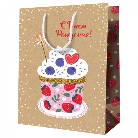 Пакет подарочный 26*32*12см MESHU &quot;Большой торт&quot;, крафт 354848  MS_52267