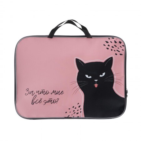 Папка А3 с ручками текстиль 20 мм 470*350 мм Calligrata унив 600D &quot;Котик&quot; 5434643