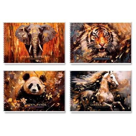 Альбом для рисования 32л., А4, на гребне BG &quot;Golden collection&quot;, тиснение фольгой 339384  АР4гр32_тф 10887