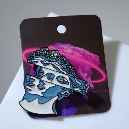 Значок &quot;Давид&quot;, цвет бело-голубой в чёрном металле  7428428