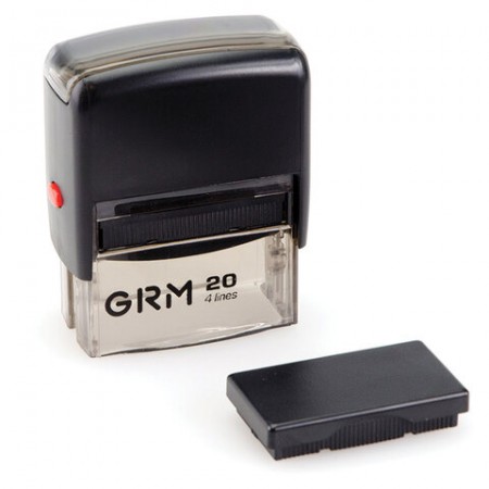 Штамп самонаборный 4-строчный, размер оттиска 38х14 мм, синий без рамки, GRM 20, КАССЫ В КОМПЛЕКТЕ, GRM20/231666