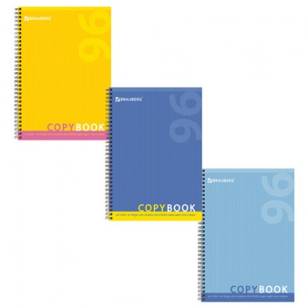 Тетрадь 96л. А4, гребень, клетка, обложка картон, ОДИН ЦВЕТ, 401882   BRAUBERG ЭКО