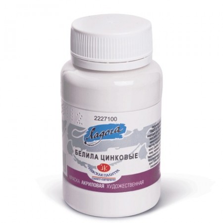 Краска акриловая «Ладога», 100 мл, белила цинковые, 2227100/190396