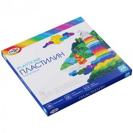 Пластилин Гамма &quot;Классический&quot;, 24 цвета, 480г, со стеком, картон. упак. 268020 /281036