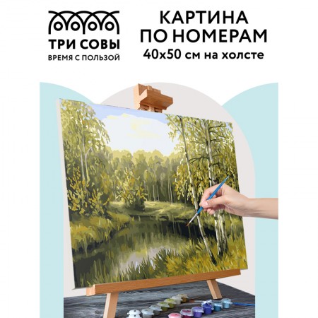 Картина по номерам на холсте ТРИ СОВЫ &quot;Летний пейзаж&quot;, 40*50см, с акриловыми красками и кистями 335147 КХ_44191