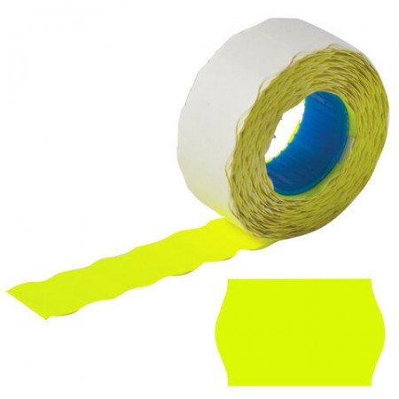 Этикет-лента 22х12 мм, волна, желтая, по 800 шт., BRAUBERG, 123573