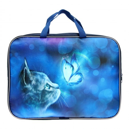 Папка с ручками текстиль А4 70мм 350*270 Calligrata дев Котик 7435939