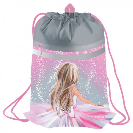 Мешок для обуви 1 отделение Berlingo &quot;Beautiful dream&quot;, 340*460мм, вентил сеточка, светоотражающая лента, карман на молнии 367901/SB-EXM-1020
