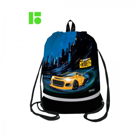 Мешок для обуви 1 отделение Berlingo &quot;Ride&quot;, 400*480мм, расширяющееся дно, светоотражающая лента, карман на молнии 351226/ MS1108