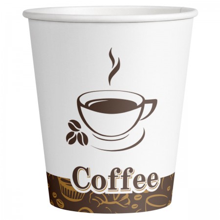 Стаканы одноразовые OfficeClean 250мл, набор 50шт., бумажные однослойные, с печатью, Coffee, хол/гор 365759