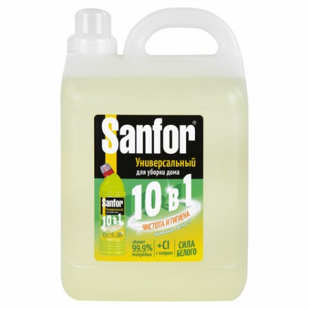 Чистящее средство 5 л, SANFOR 10 в 1 Universal "Лимонная свежесть", 22055  608307