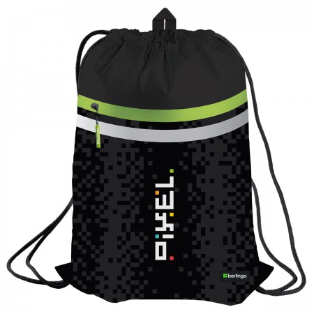 Мешок для обуви 1 отделение Berlingo &quot;Pixel style&quot;, 340*460мм, вентиляционная сеточка, светоотражающая лента, карман на молнии 367898/SB-EXPL-1015