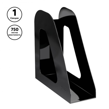 Лоток вертикальный для бумаг СТАММ &quot;Фаворит&quot;, ширина 90 мм, черный, ЛТ705/ ЛТВ-30495/ 235800 351554