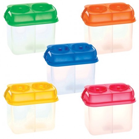 Стакан-непроливайка СТАММ &quot;Премиум&quot;, двойной, с крышкой, ассорти, прозрачный, СН450