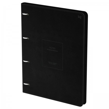 Тетрадь на кольцах А4, 120л., кожзам, BG &quot;Моно. Черный&quot; 382810 N4r120 66415