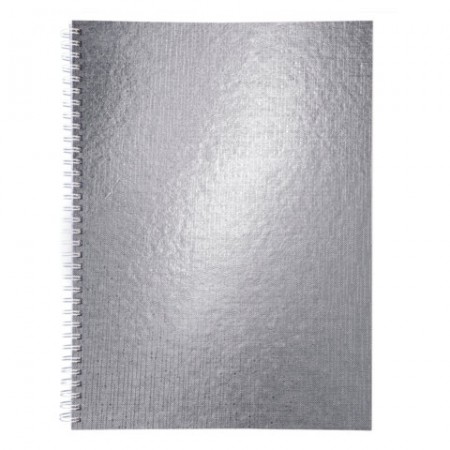 Тетрадь бумвинил А4 96 л., гребень, офсет №1, клетка, "СЕРЕБРО Metallic", HATBER, 077198, 96Т4бвВ1   405484