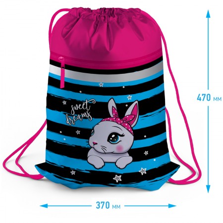Мешок для обуви 1 отделение Berlingo &quot;Little bunny&quot;, 460*360мм, светоотражающая лента, карман на молнии 336880  MS1024