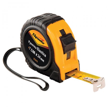 Рулетка измерительная 7,5 м х 24 мм, SPARTA &quot;Elastica&quot;, обрезиненный корпус, 31313/670193