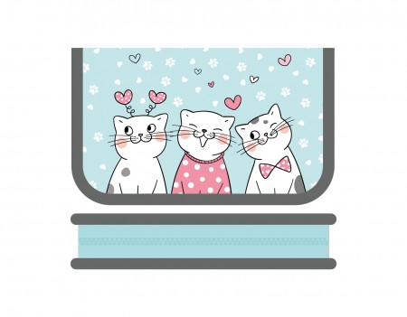 Пенал односекционный большой с откидной планкой 190/115 (ПО-04, ВЕСЕЛЫЕ КОТЫ) 00-00007937