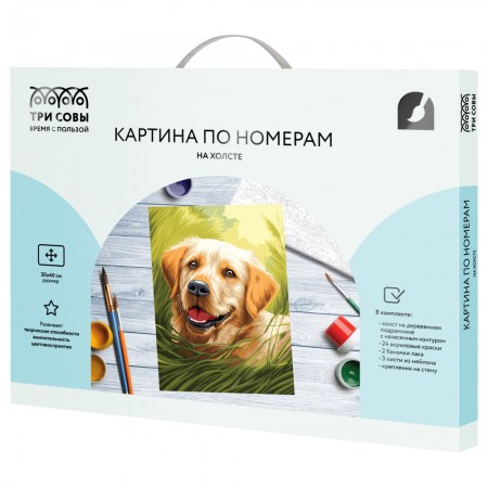 Картина по номерам на холсте ТРИ СОВЫ &quot;Лабрадор&quot;, 30*40, с акриловыми красками и кистями 358729  КХ3040_53846